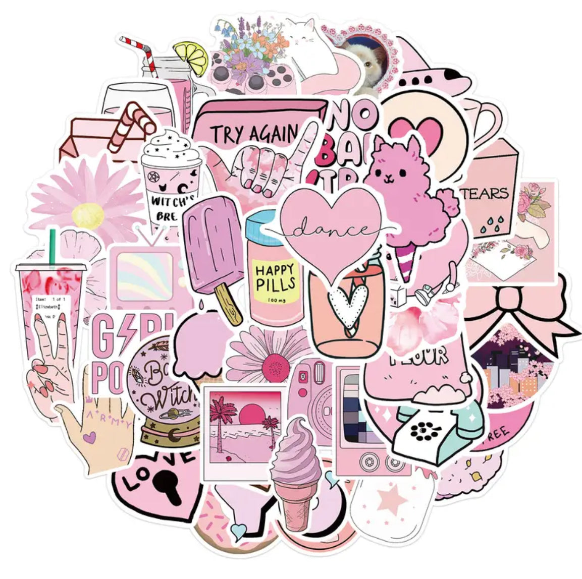 Pink Stickers Doodle Mix and Match