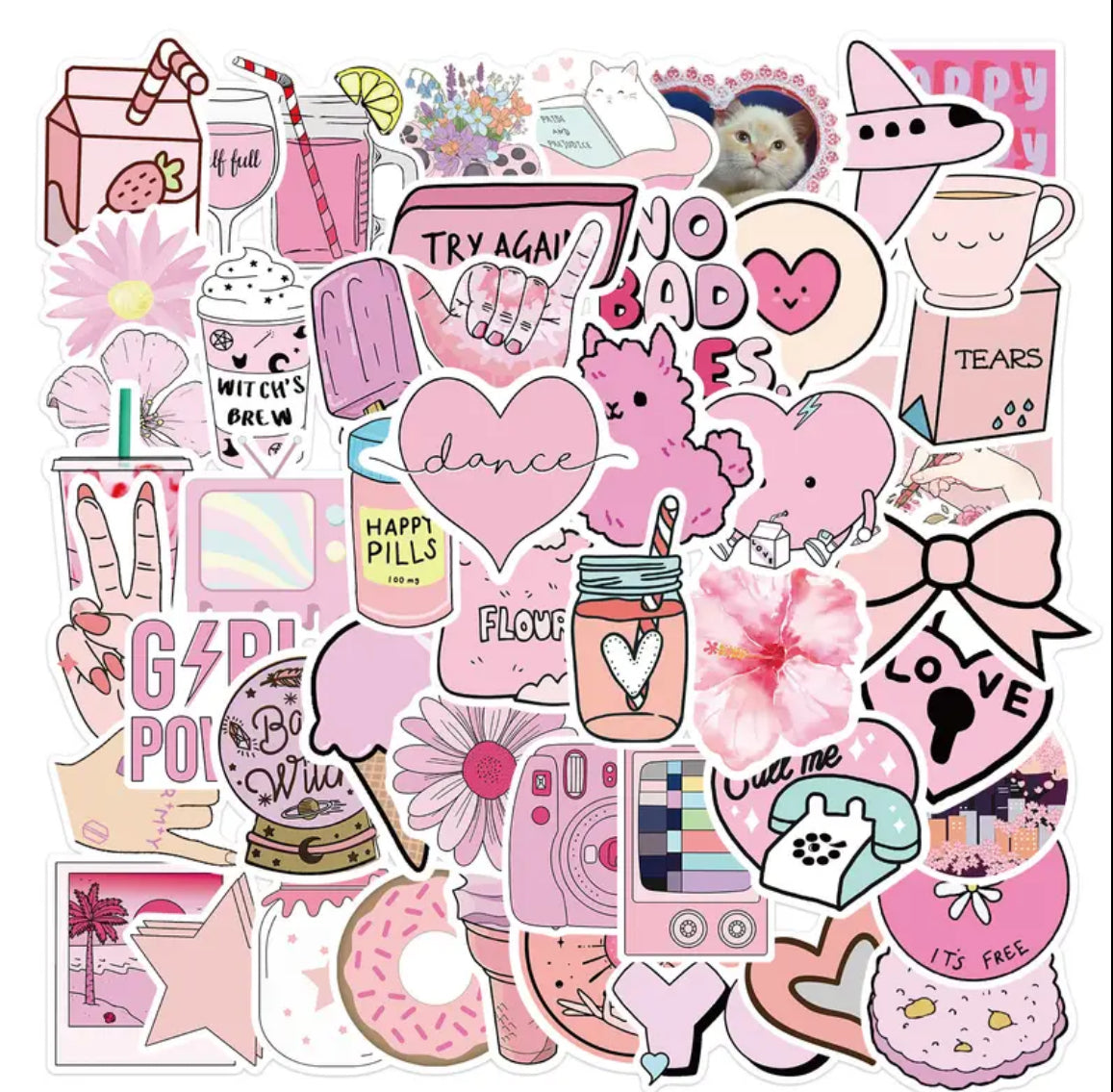 Pink Stickers Doodle Mix and Match