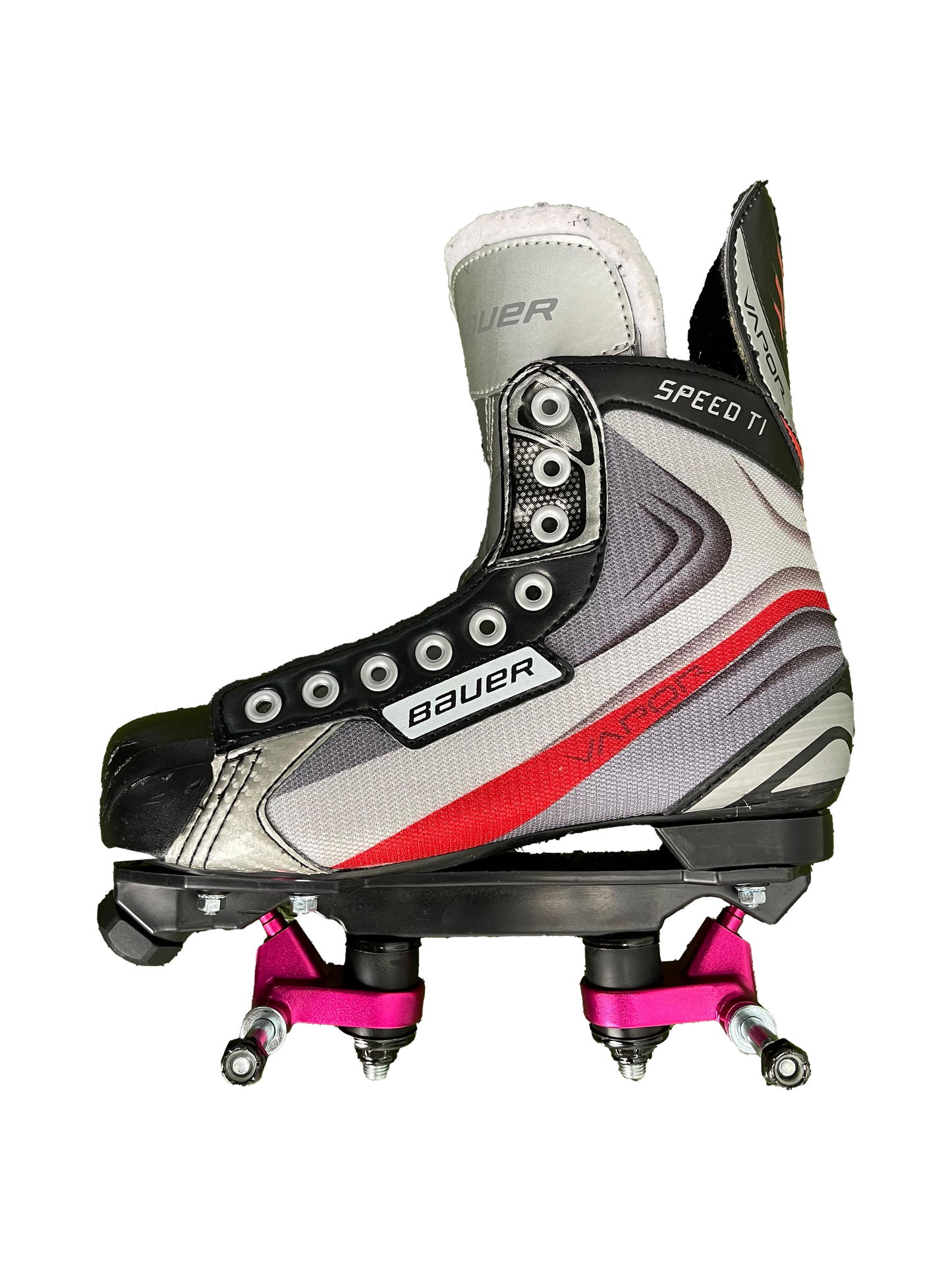 BAUER VAPOR WITH PInk Roller Skate Plates Quads