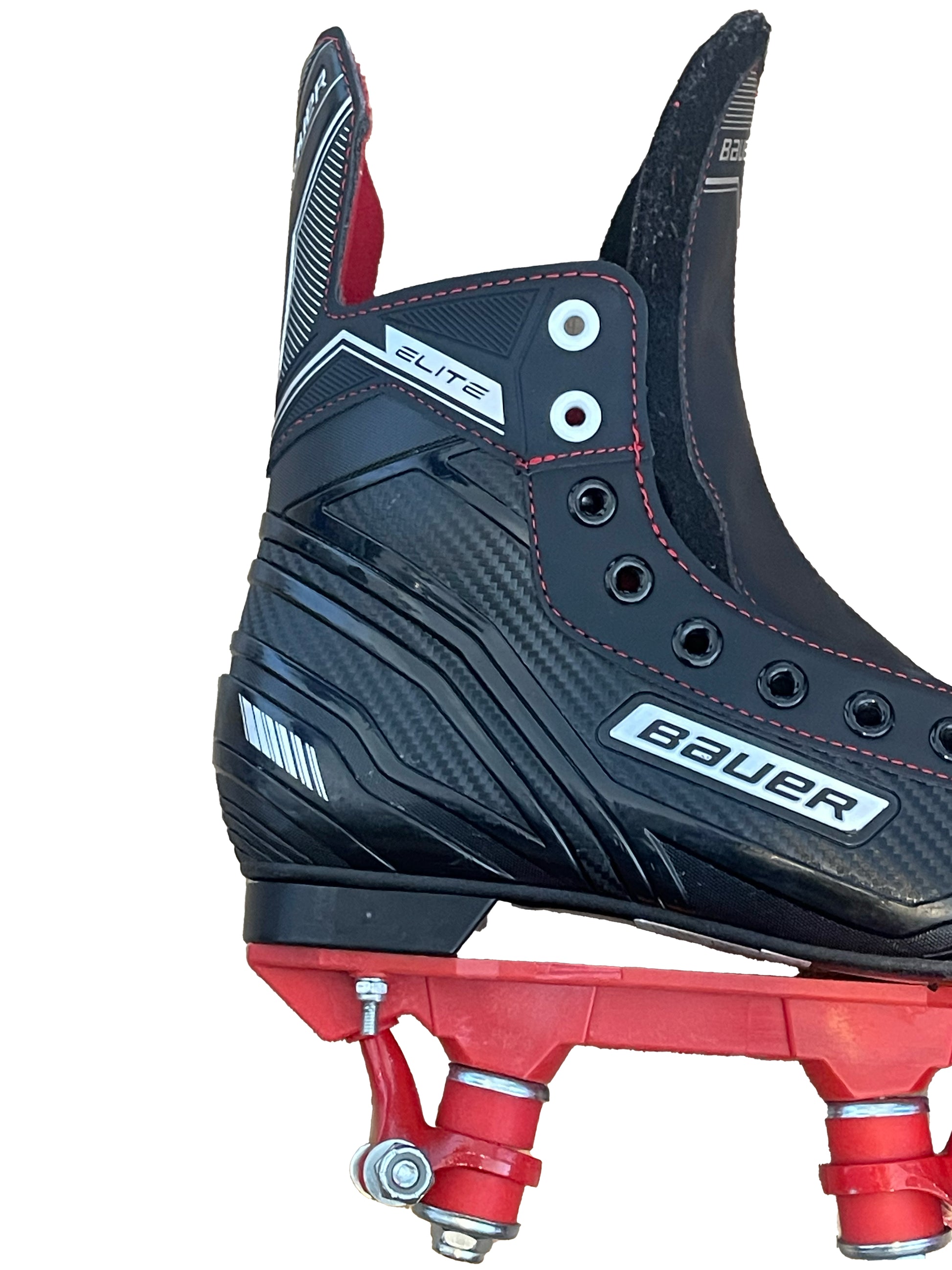 BAUER ELITE WITH RED  ROLLER SKATE PLATE CHASSIS 